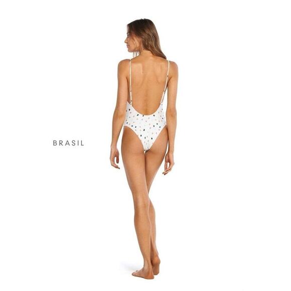 Vix Arena Rosie Polka Dot One-Piece Swimsuit Adjustable Straps White Size L NWOT - Picture 2 of 12